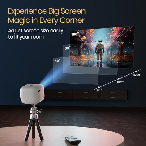 Picco 15 Rechargeables DLP Mini Projector| 720p Full HD | 1600 Lumens | Upto 100" Display | Auto Keystone & Focus | Wi-Fi/Bluetooth