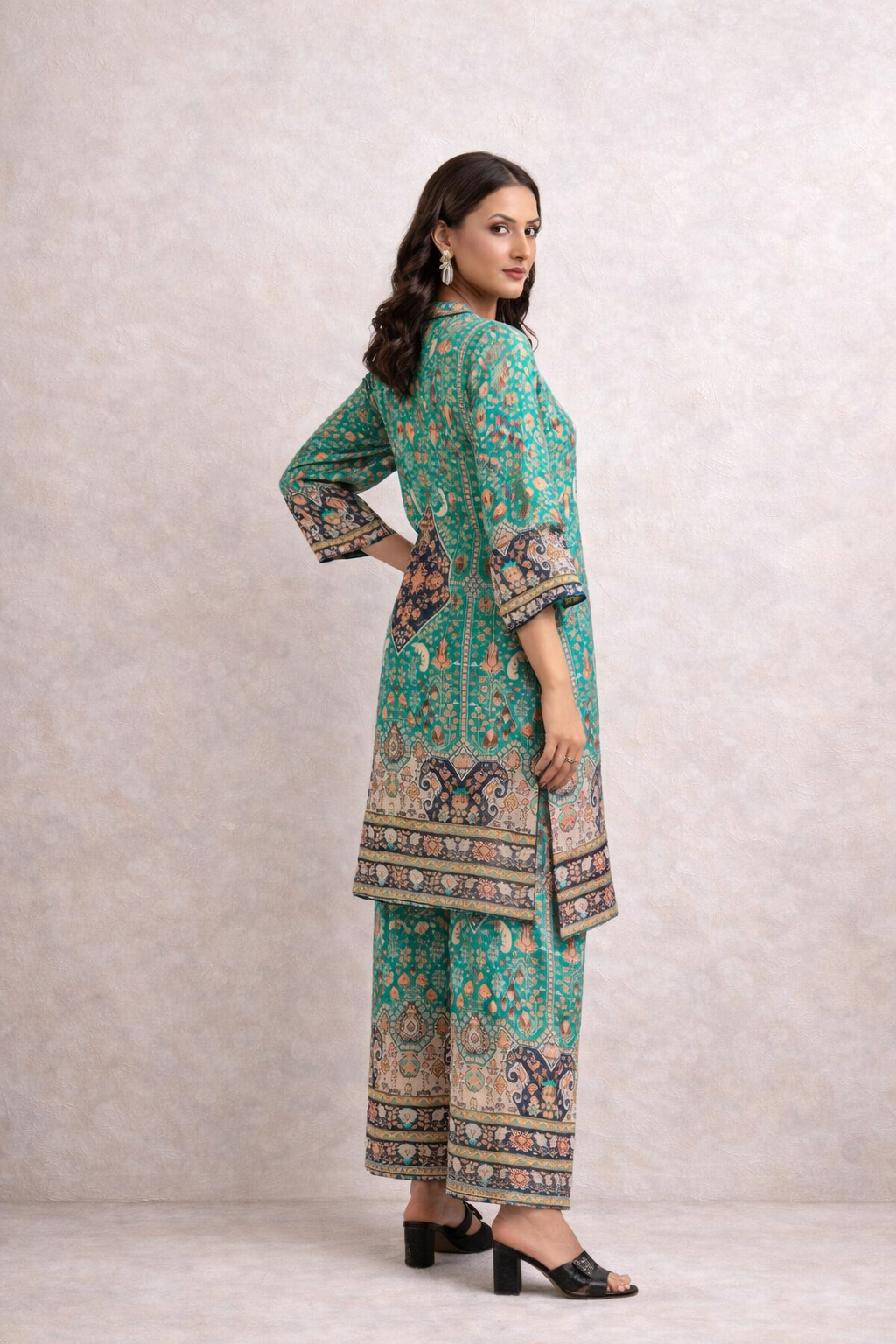 Teal Geometric Print Co-ord Set