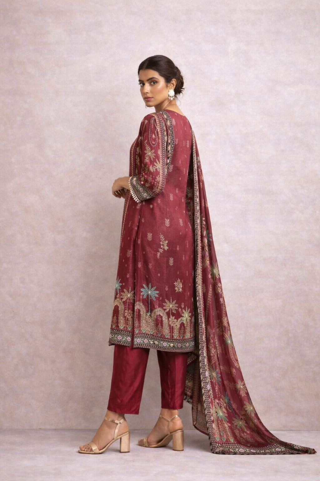 Royal Wine Digital Print Ensemble