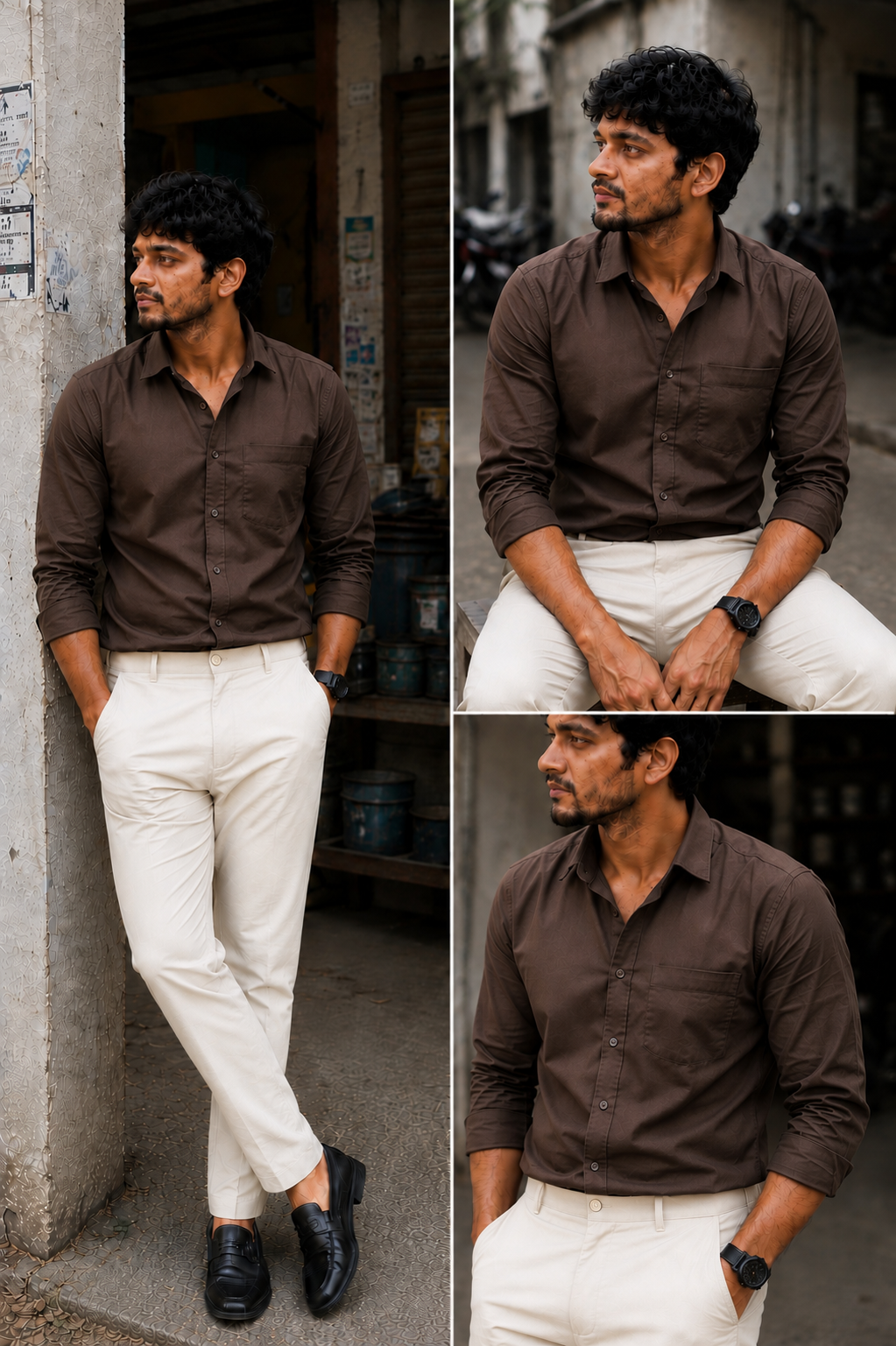 TANDY Coffee Brown Shirt & Ivory Cream Pant Combo | Set of 2