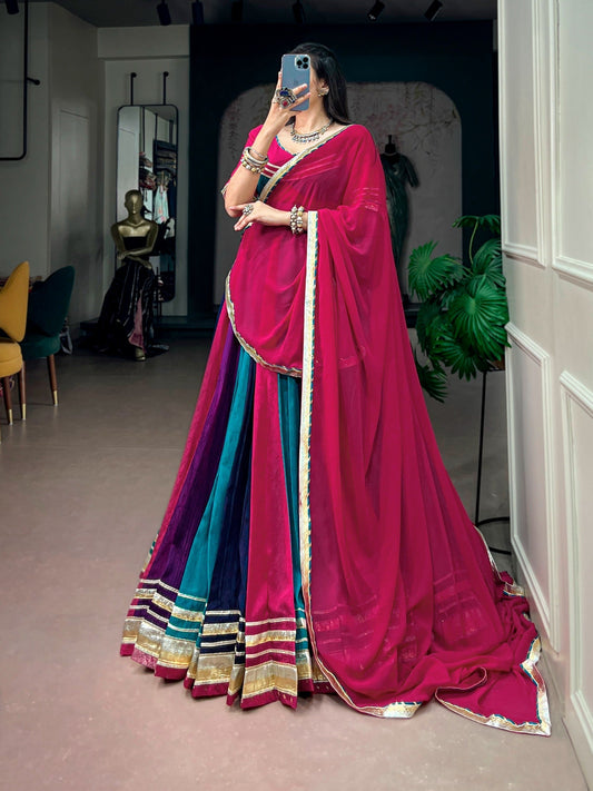 Chinon Embossed Lace Designer Chaniya Choli Set (Ready to Wear)