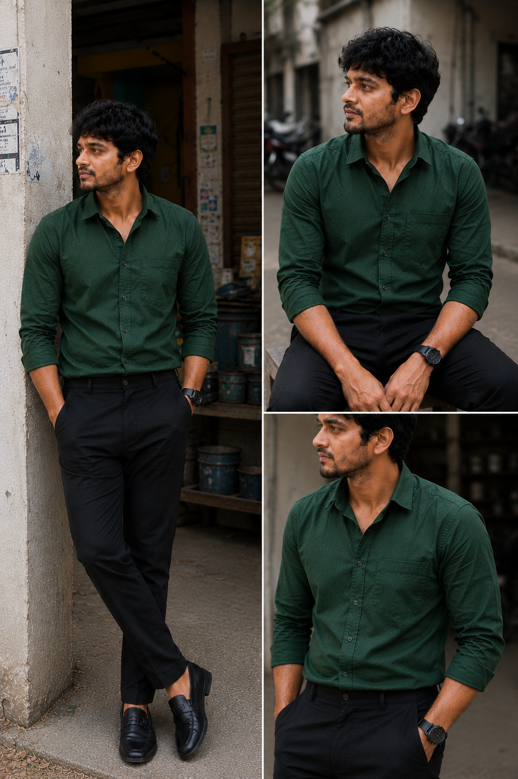 Tandy Bottle Green Shirt & Black Pant Combo | Set of 2