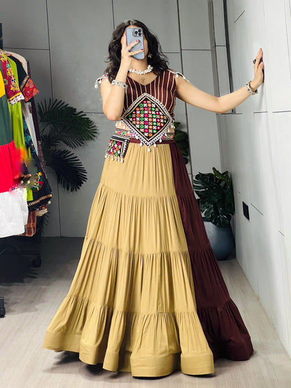 100% Cotton Gamthi Work Lehenga Choli for Navratri