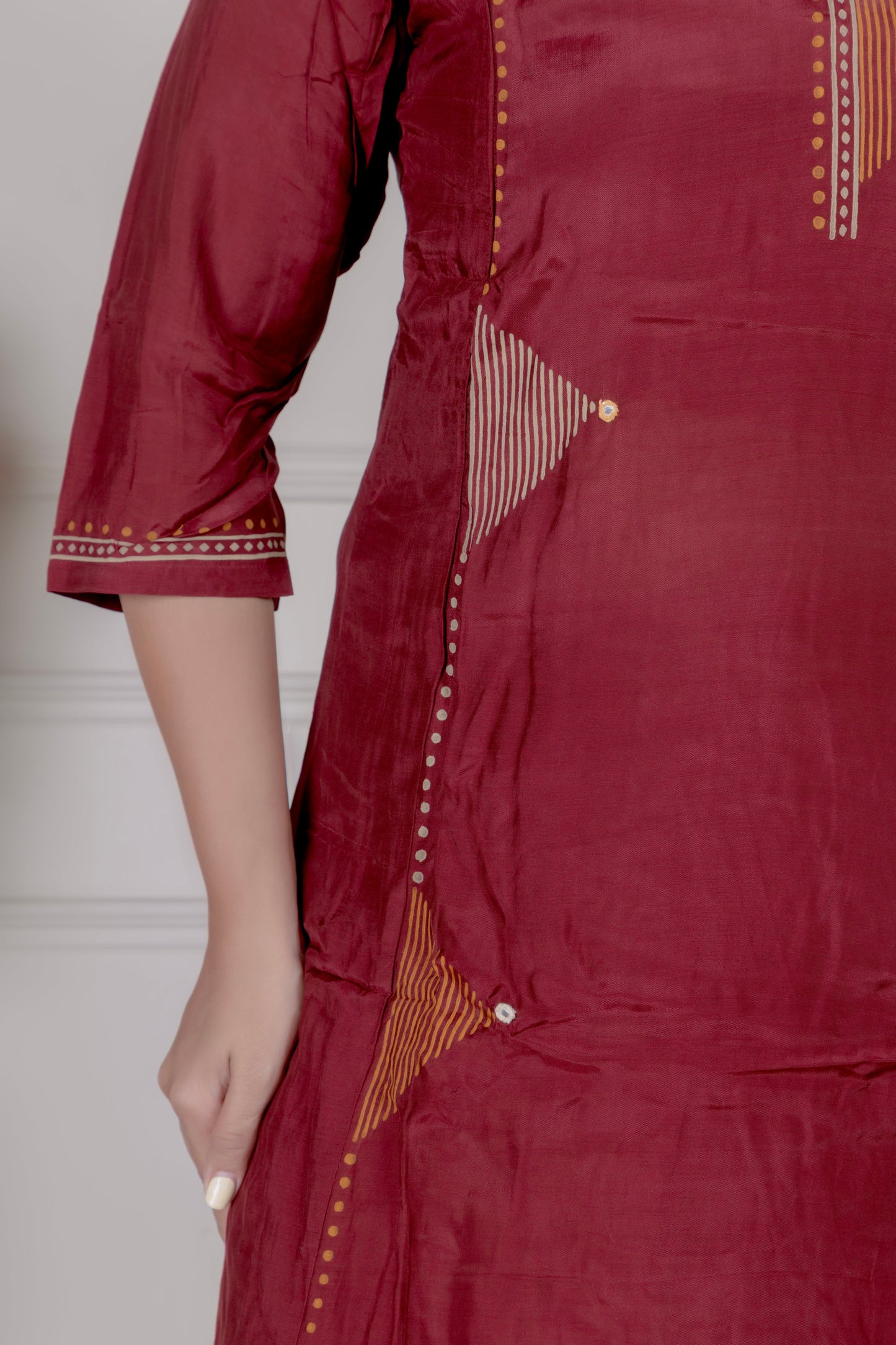 Maroon Geometric Embroidered Suit