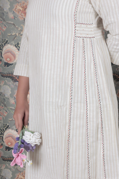 Striped A-Line Fusion Kurta pant Set