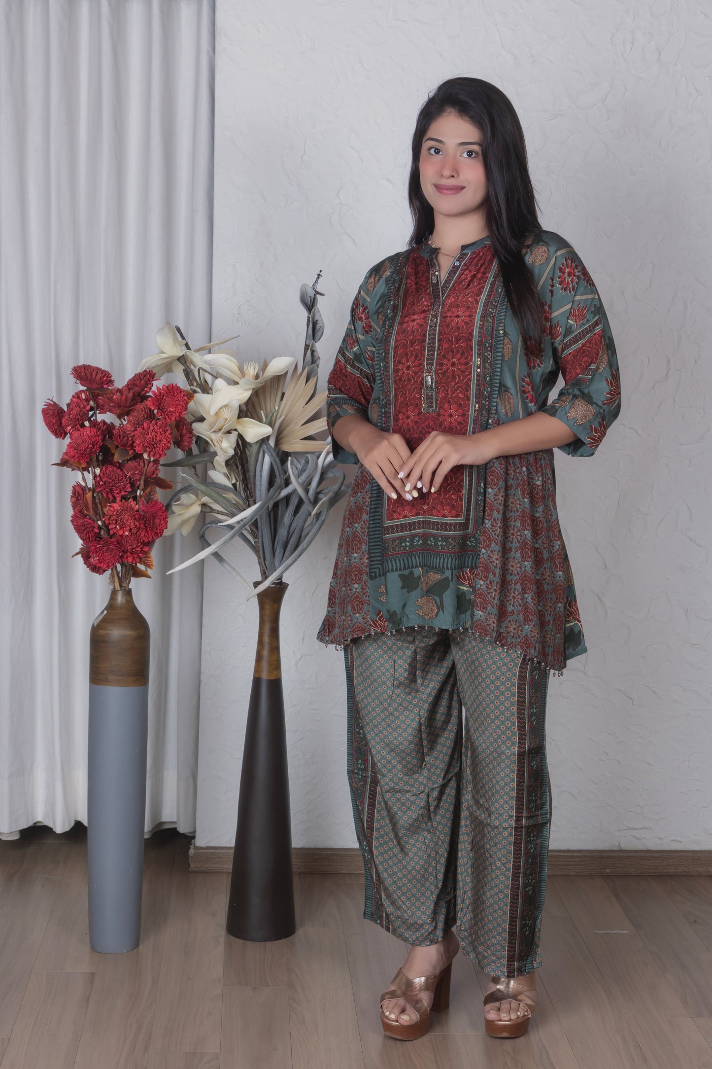 Earthy tunic coord set - Green