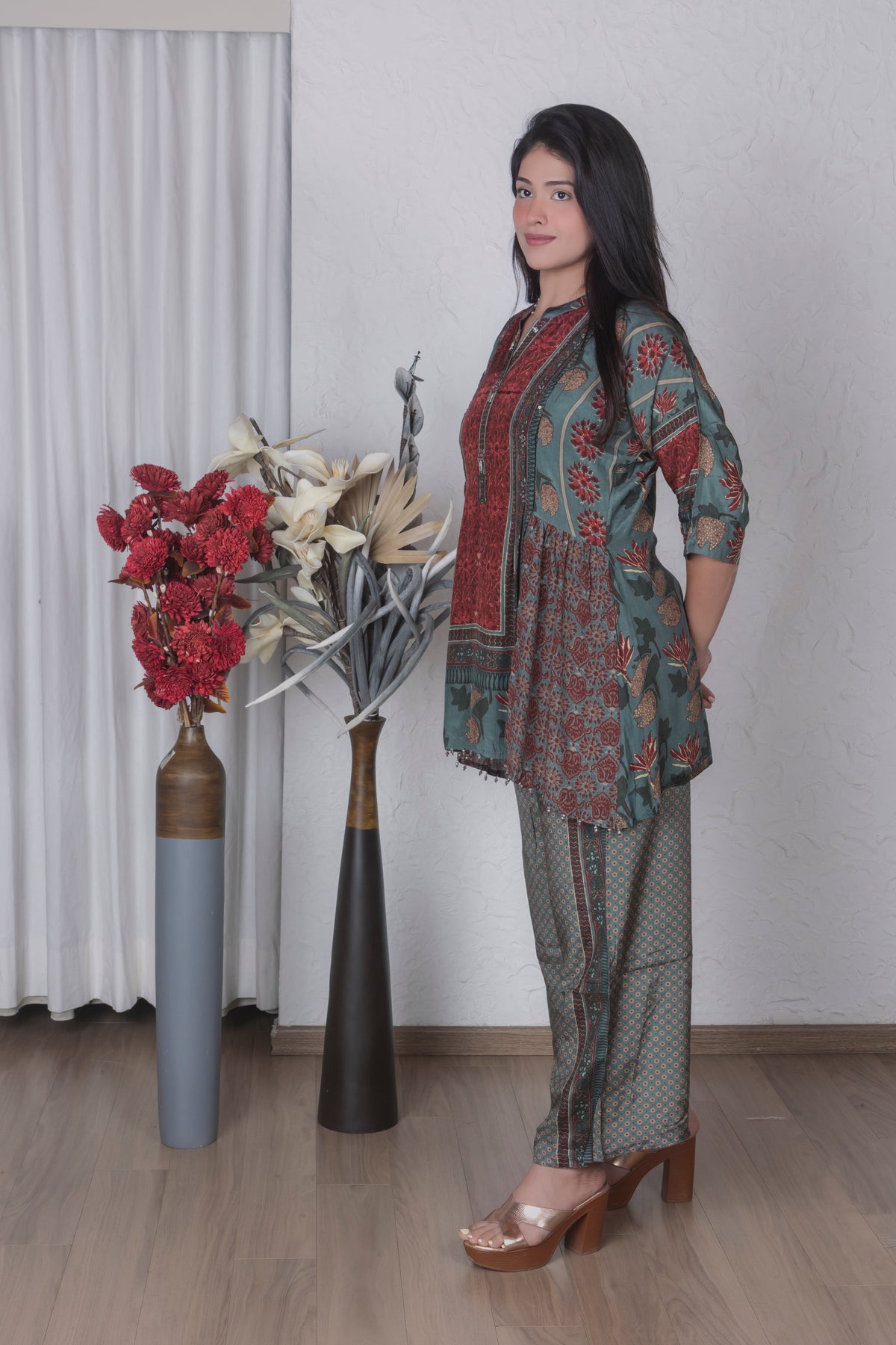 Earthy tunic coord set - Green