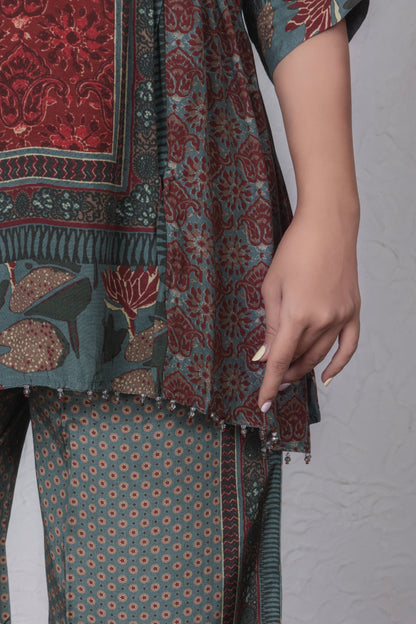 Earthy tunic coord set - Green