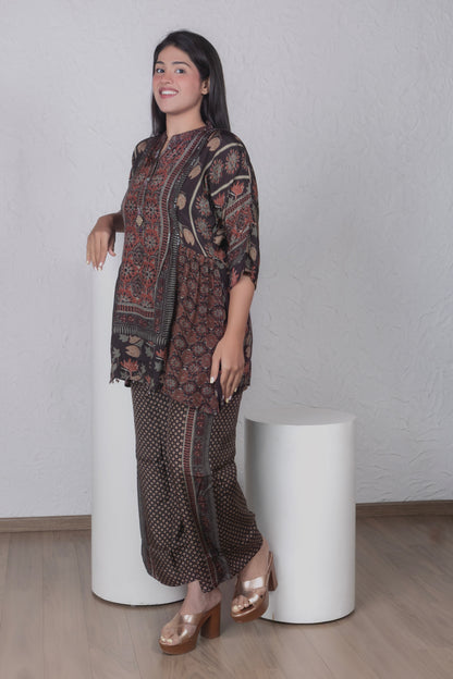 Earthy tunic coord set - Black