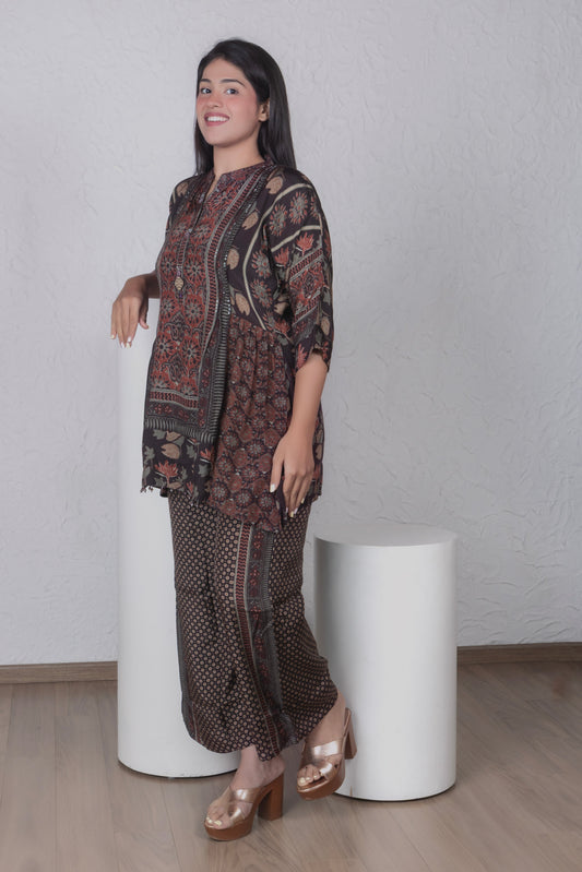 Earthy tunic coord set - Black