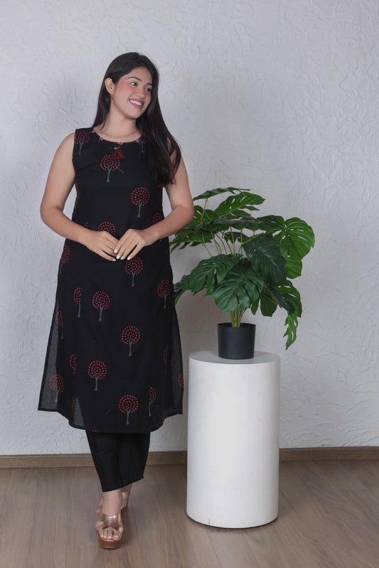 Tree of Life Block-Print Kurta Set