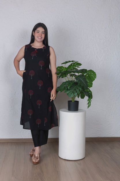Tree of Life Block-Print Kurta Set