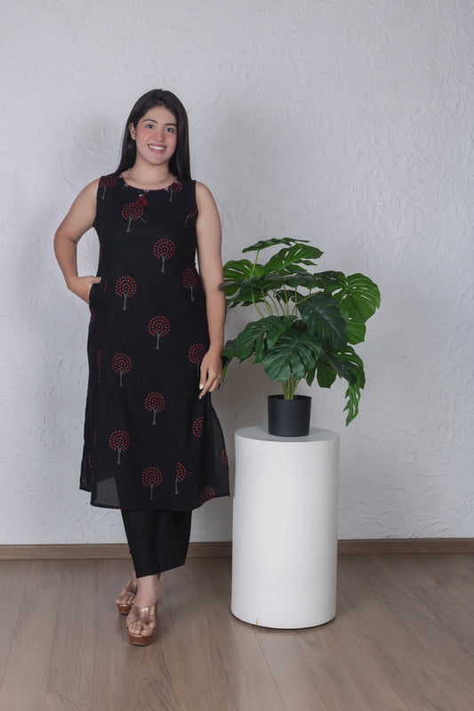 Tree of Life Block-Print Kurta Set
