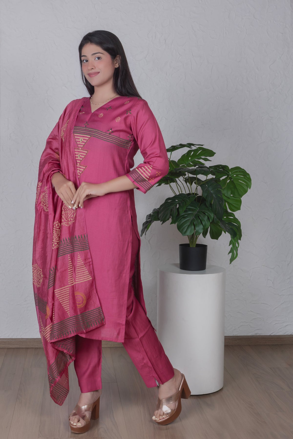 Magenta Geometric Suit Set