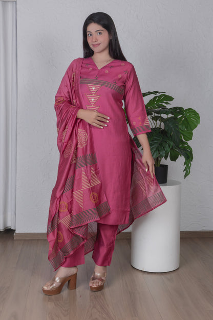 Magenta Geometric Suit Set