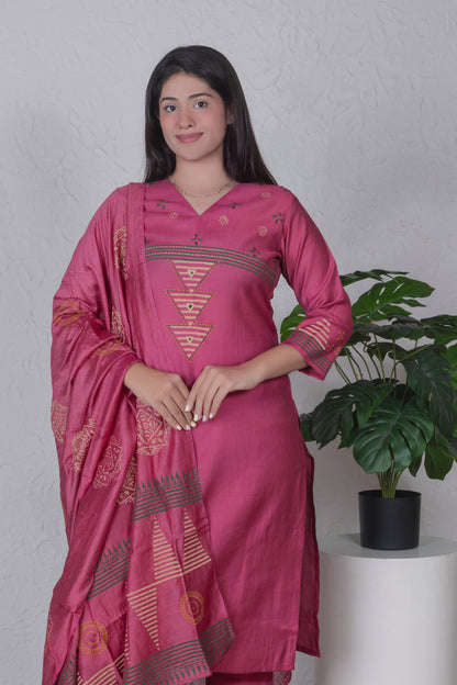 Magenta Geometric Suit Set