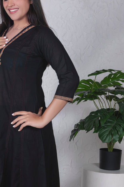Tribal Black Anarkali DupattaSet