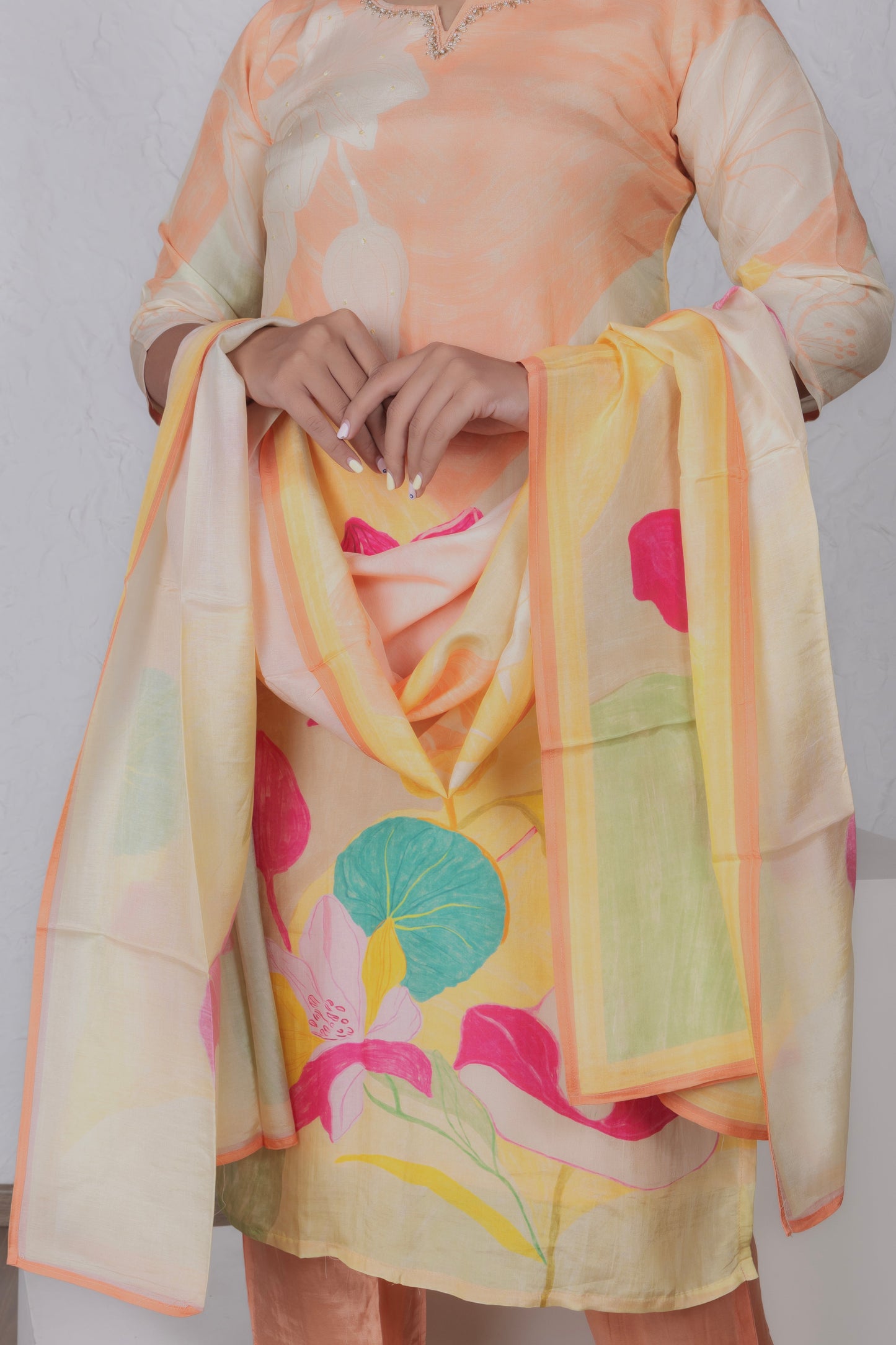 Sunset Peach Floral Suit Set