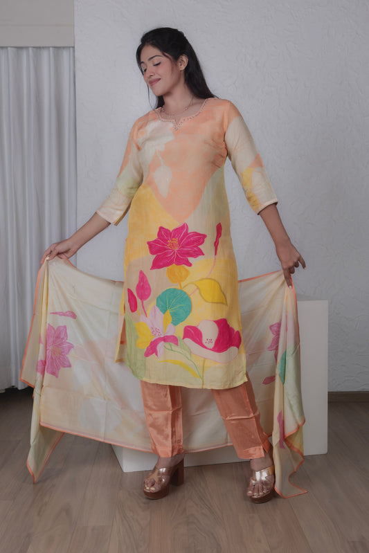 Sunset Peach Floral Suit Set