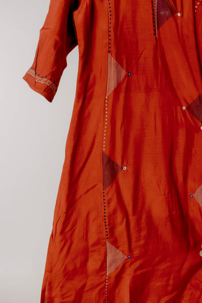 Rust Geometric Embroidered Suit