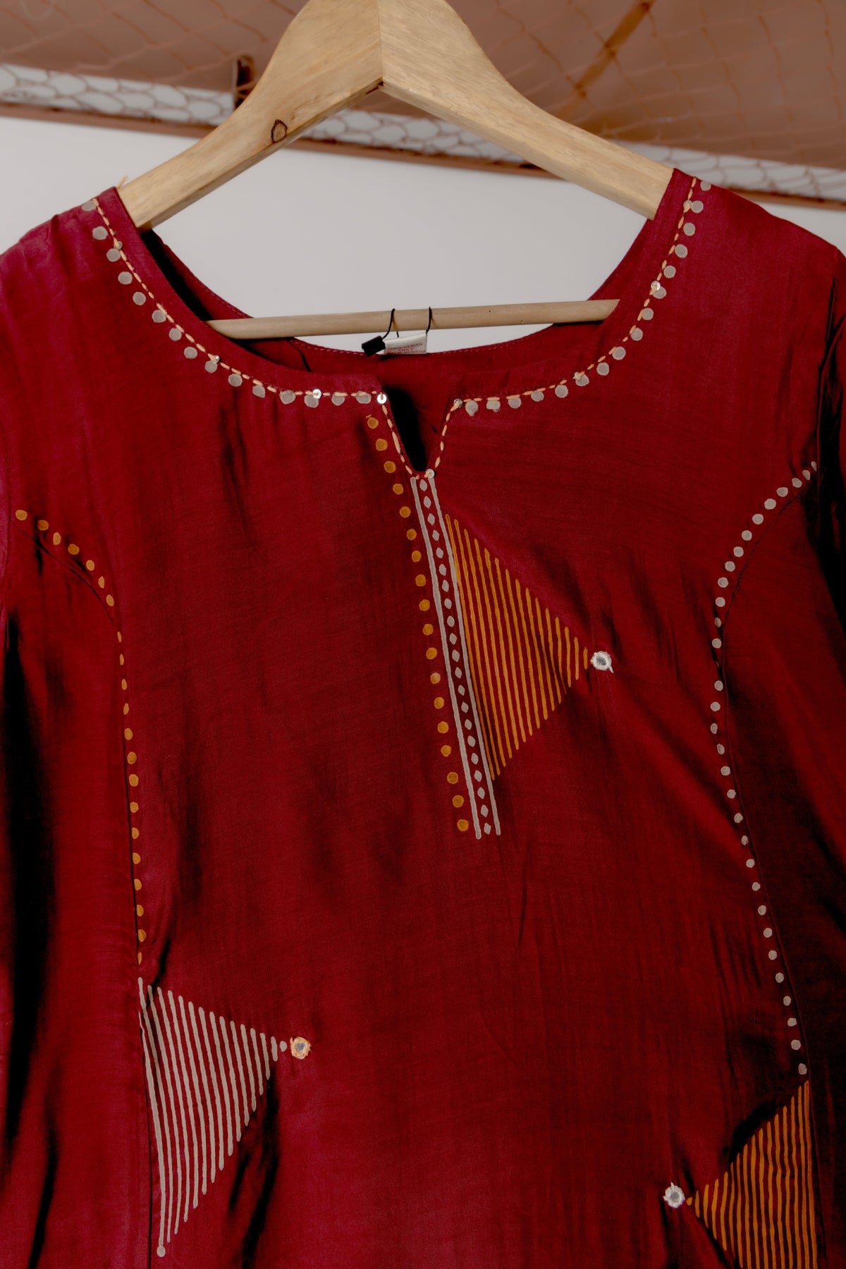 Maroon Geometric Embroidered Suit