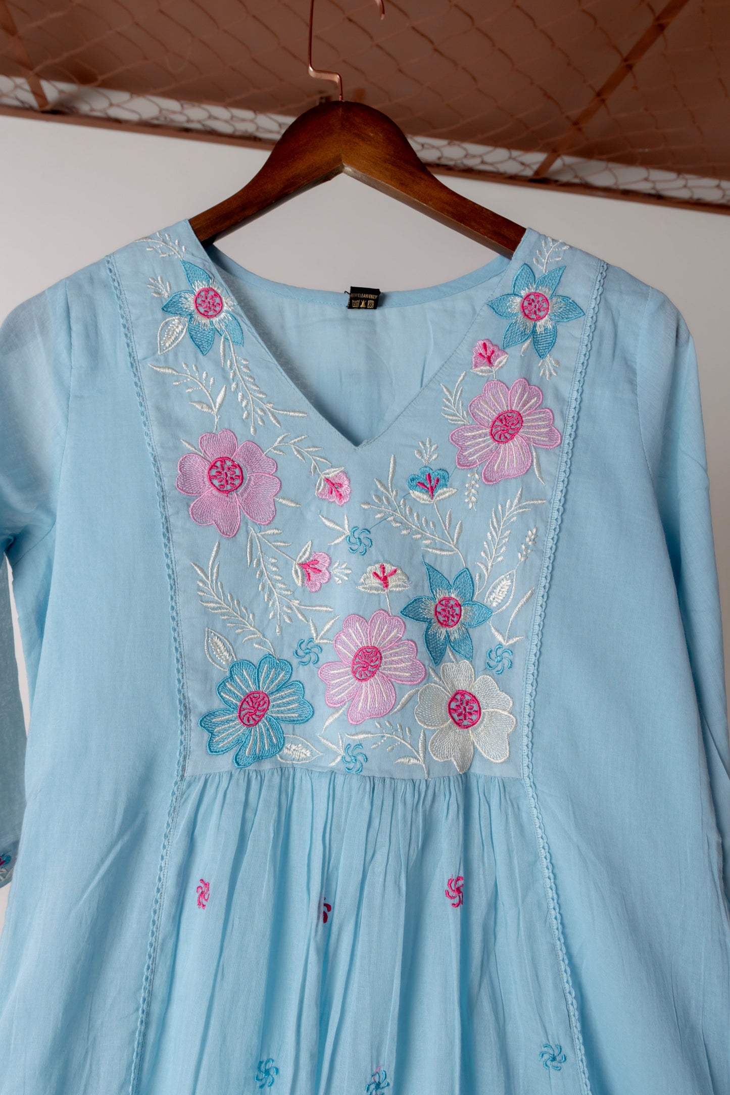 Sky Blue Embroidered Anarkali Set