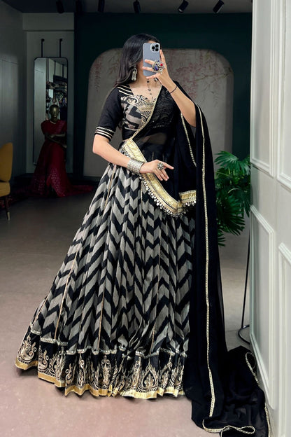 Designer Tasar Silk Mirror Work Navratri Chaniya Choli