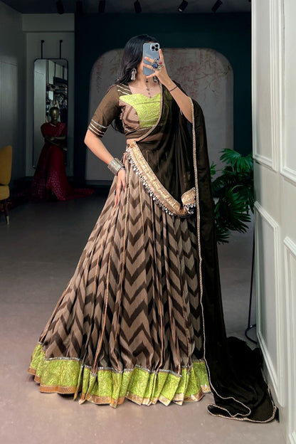 Designer Tasar Silk Mirror Work Navratri Chaniya Choli