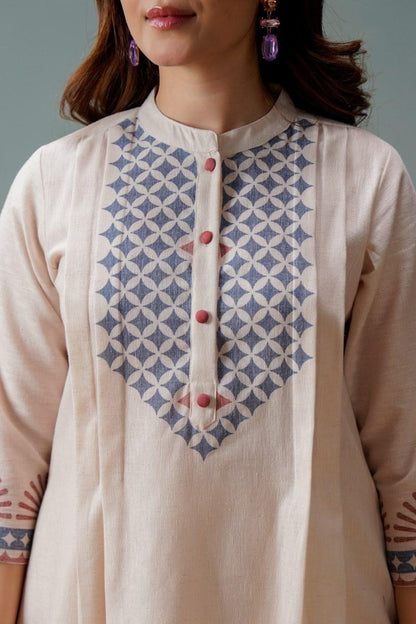 Geometric Mandarin Collar Suit Set