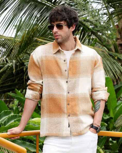 Men Oversized Checked Casual Shirt