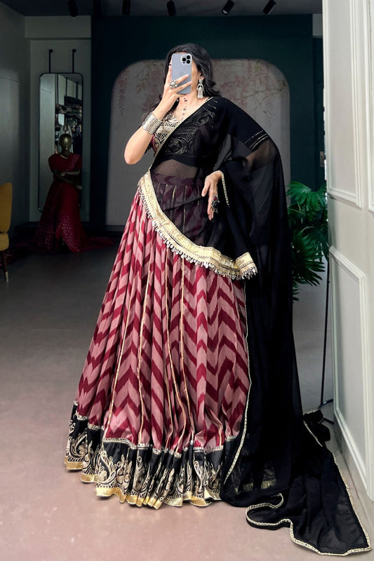 Designer Tasar Silk Mirror Work Navratri Chaniya Choli