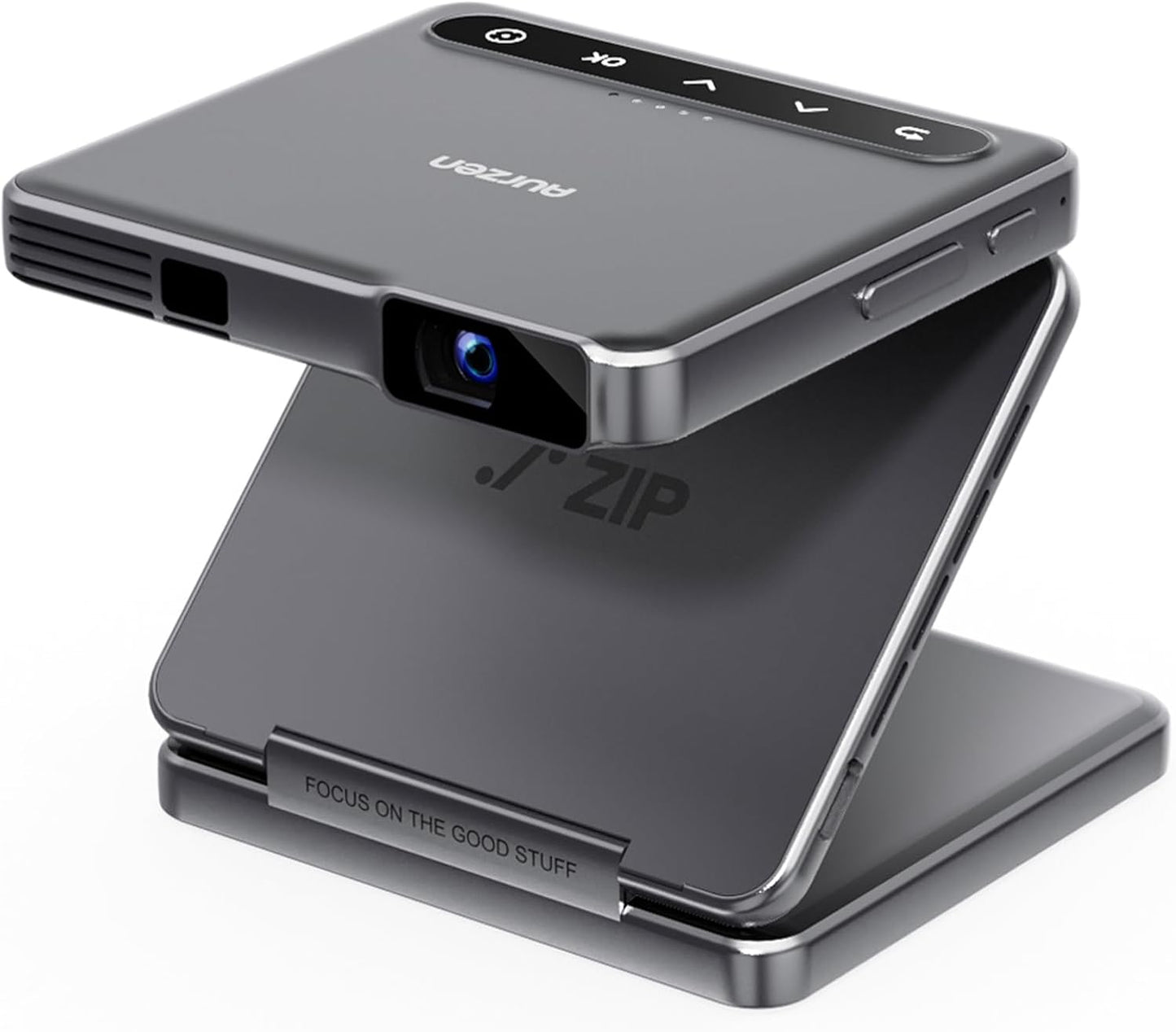 ZIP Projector, Ultra Lightweight 9.8 oz 280 g, Compact Short Focus, Trifold, DLP, 720P, 1080P, Autofocus, Auto Keystone Correction, Mirroring, Bluetooth 5.4 Compatible, Ceiling Projection