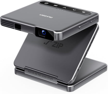 ZIP Projector, Ultra Lightweight 9.8 oz 280 g, Compact Short Focus, Trifold, DLP, 720P, 1080P, Autofocus, Auto Keystone Correction, Mirroring, Bluetooth 5.4 Compatible, Ceiling Projection