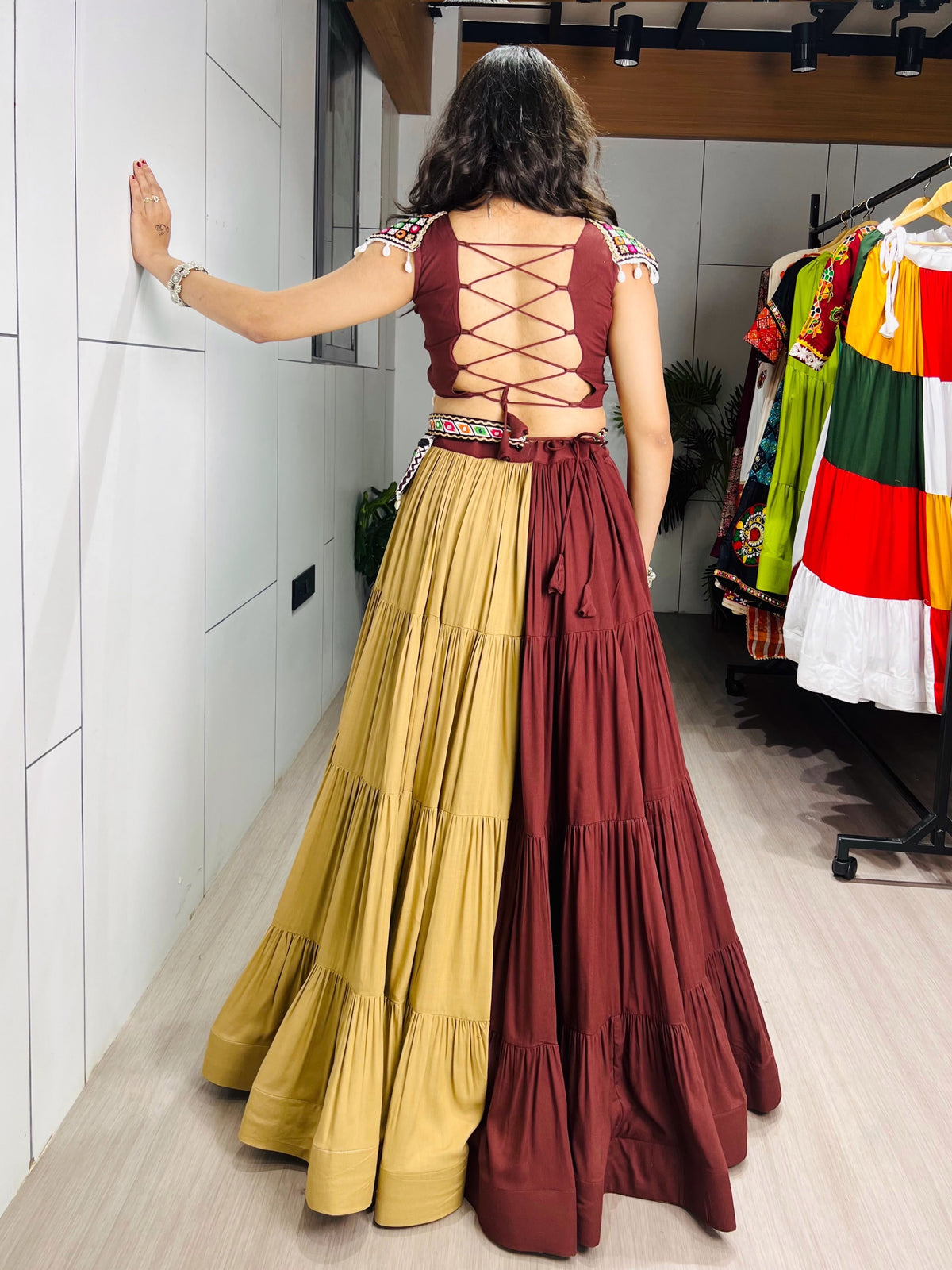 100% Cotton Gamthi Work Lehenga Choli for Navratri
