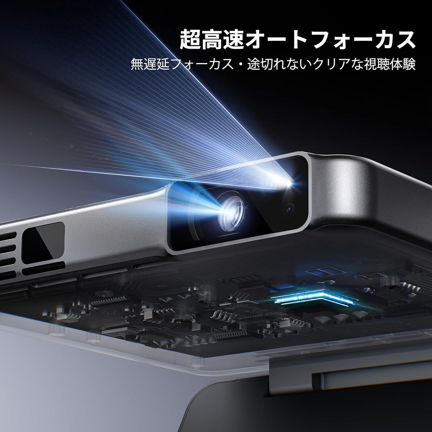 ZIP Projector, Ultra Lightweight 9.8 oz 280 g, Compact Short Focus, Trifold, DLP, 720P, 1080P, Autofocus, Auto Keystone Correction, Mirroring, Bluetooth 5.4 Compatible, Ceiling Projection