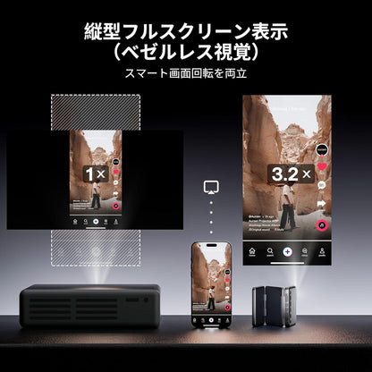 ZIP Projector, Ultra Lightweight 9.8 oz 280 g, Compact Short Focus, Trifold, DLP, 720P, 1080P, Autofocus, Auto Keystone Correction, Mirroring, Bluetooth 5.4 Compatible, Ceiling Projection