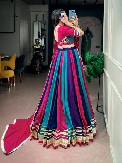Chinon Embossed Lace Designer Chaniya Choli Set (Ready to Wear)