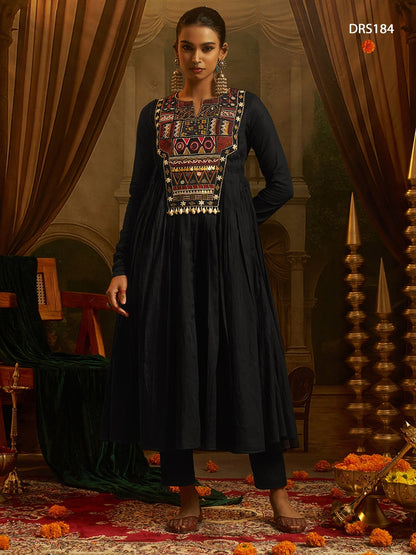 Black Handwork Gown Navratri Outfit | Tulip Designer