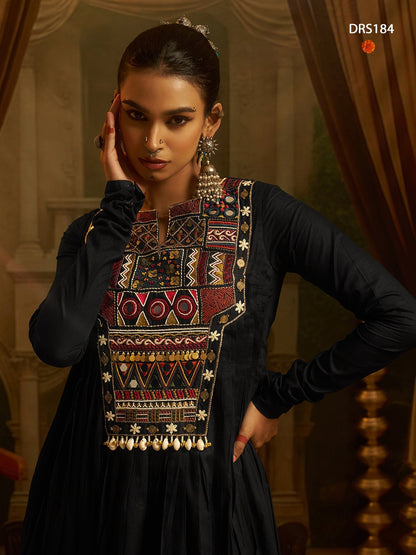 Black Handwork Gown Navratri Outfit | Tulip Designer