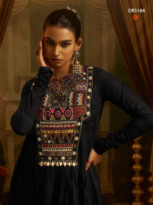 Black Handwork Gown Navratri Outfit | Tulip Designer