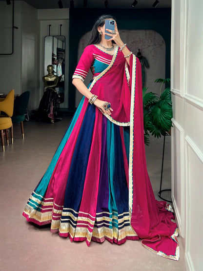 Chinon Embossed Lace Designer Chaniya Choli Set (Ready to Wear)