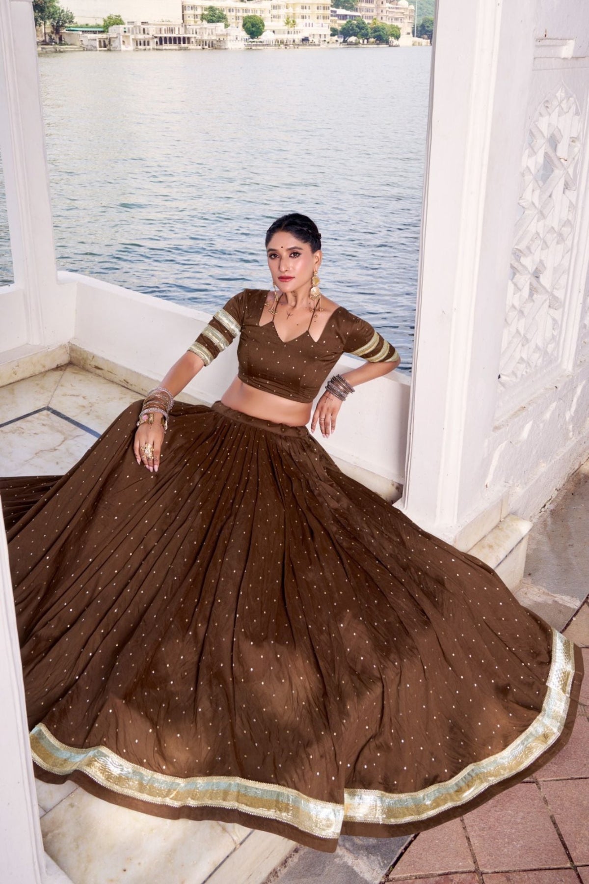 Pure Chanderi Zari Weaving Lehenga Choli Set For Festive And Wedding Special