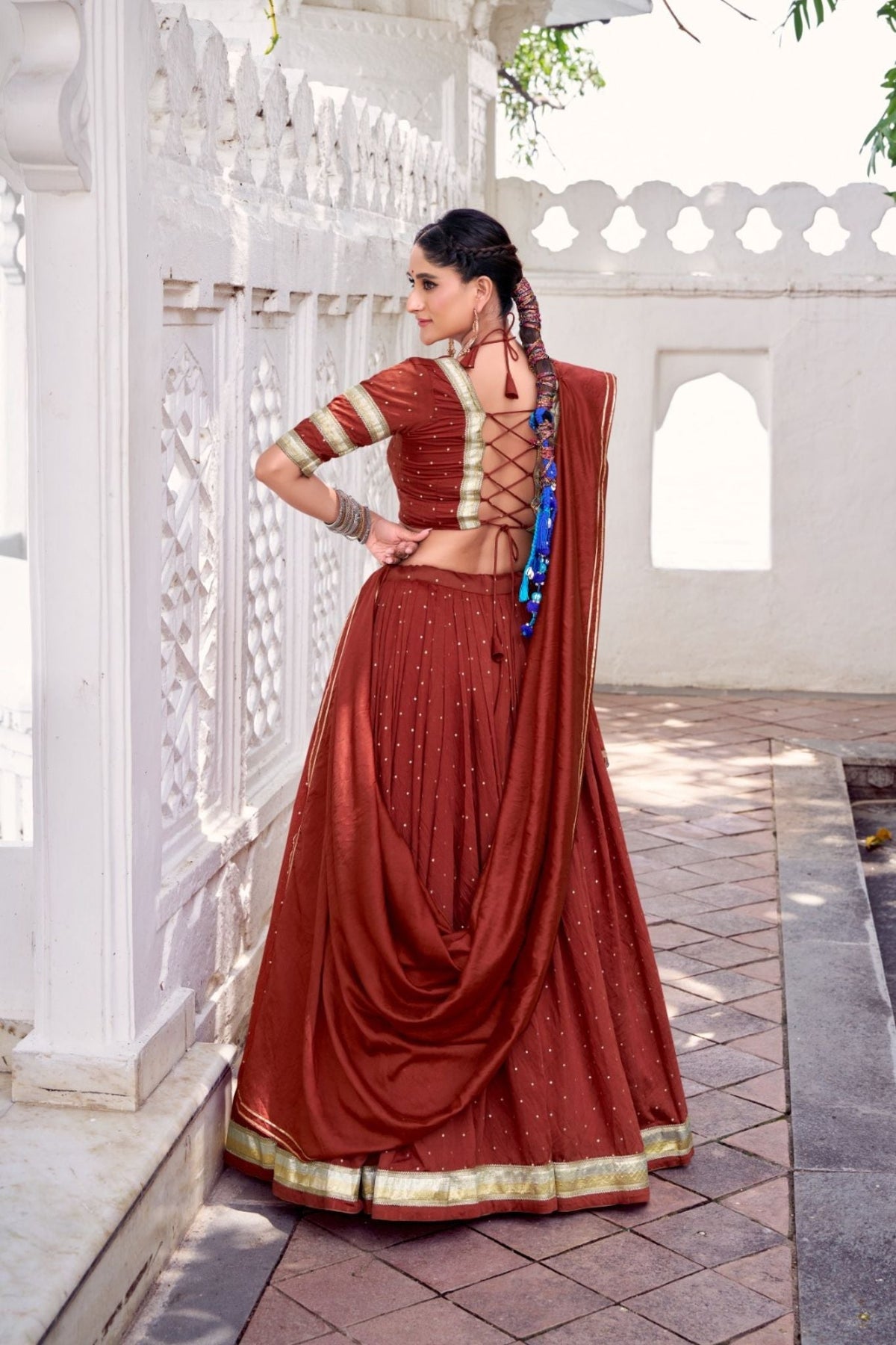 Pure Chanderi Zari Weaving Lehenga Choli Set For Festive And Wedding Special