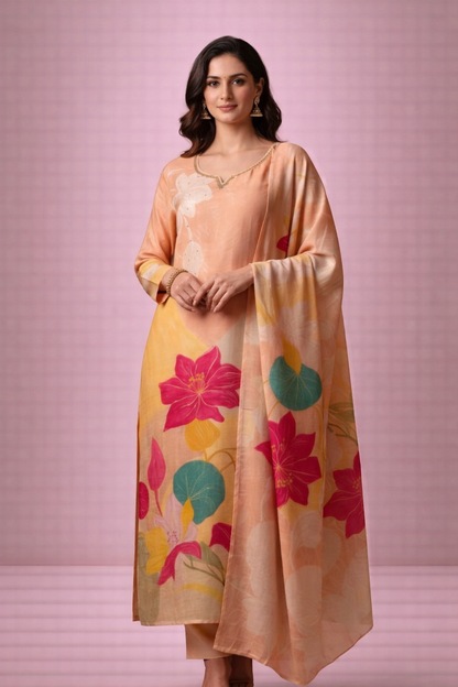 Sunset Peach Floral Suit Set