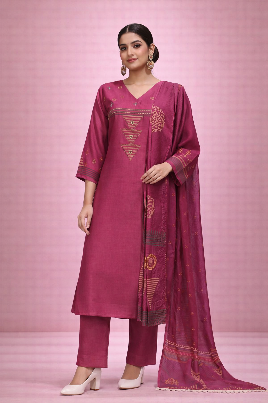 Magenta Geometric Suit Set