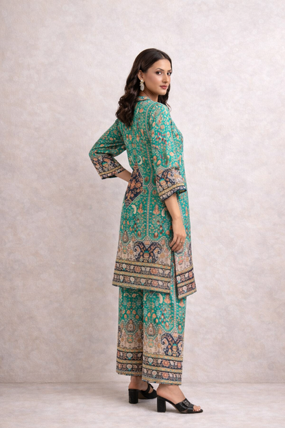 Teal Geometric Print Co-ord Set