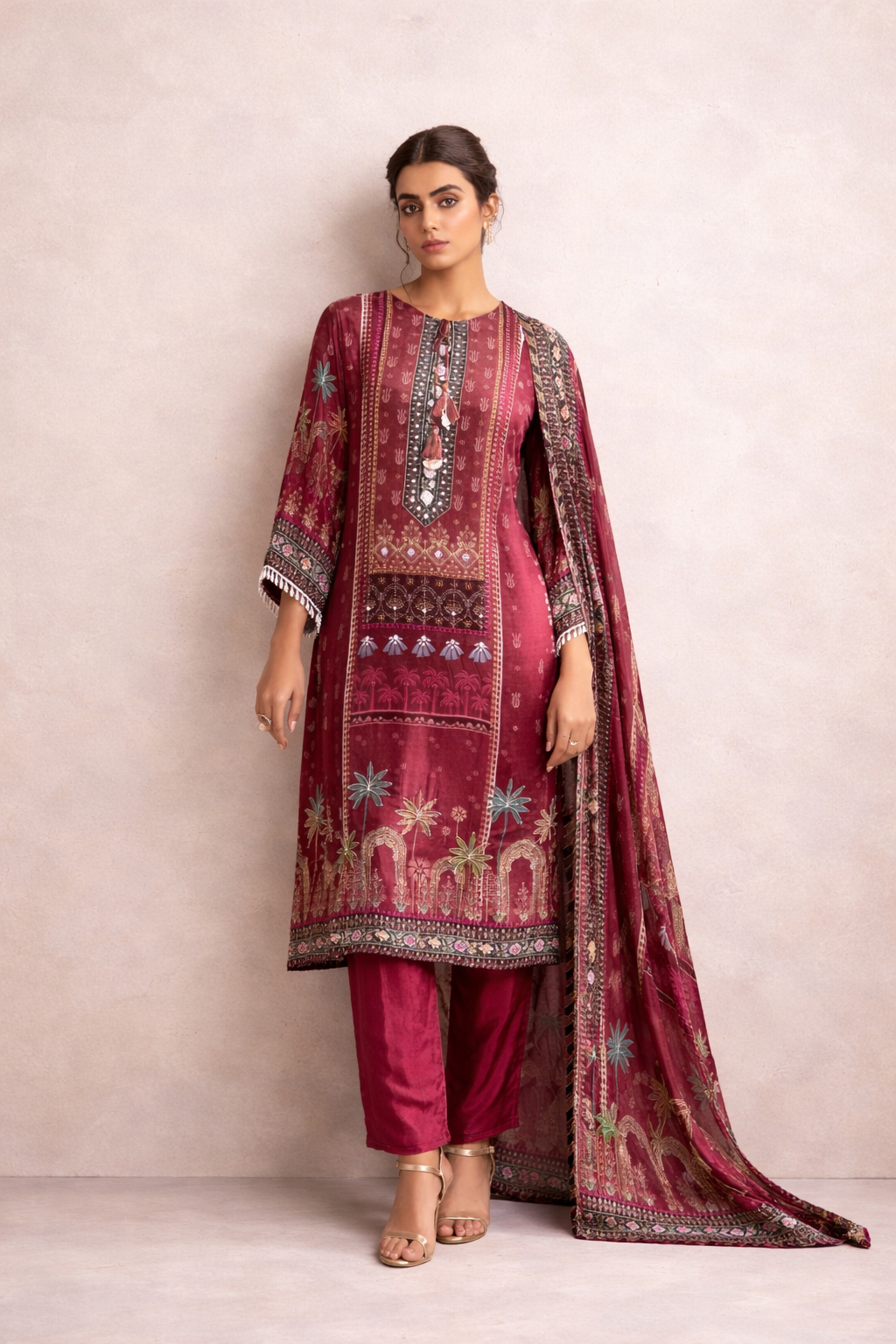 Royal Wine Digital Print Ensemble