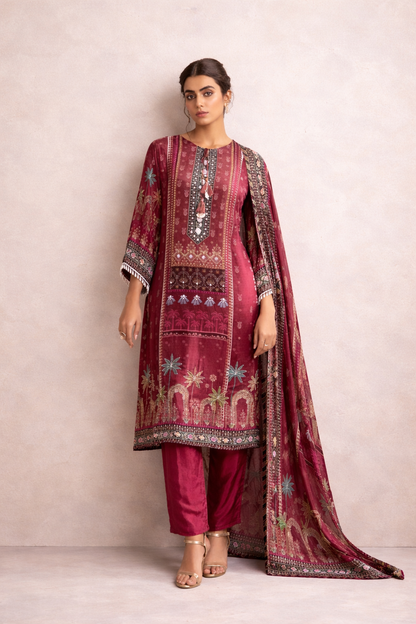Royal Wine Digital Print Ensemble
