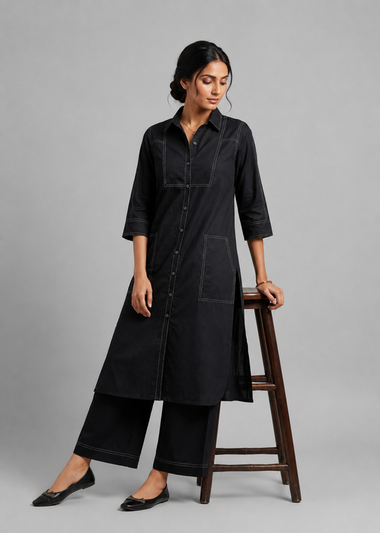 Kantha Stitch Shirt Kurta Set