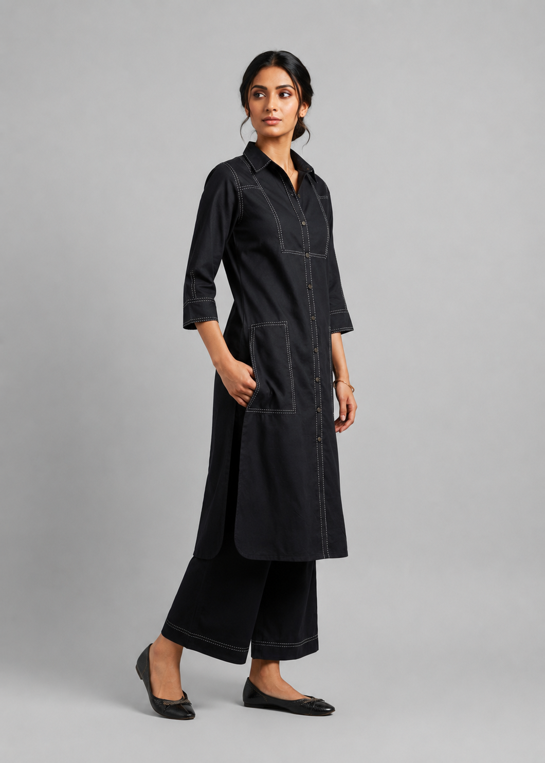 Kantha Stitch Shirt Kurta Set
